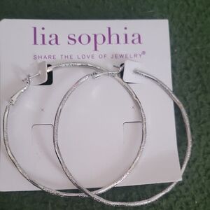 Lia Sophia Textured Silver Hoop Earrings